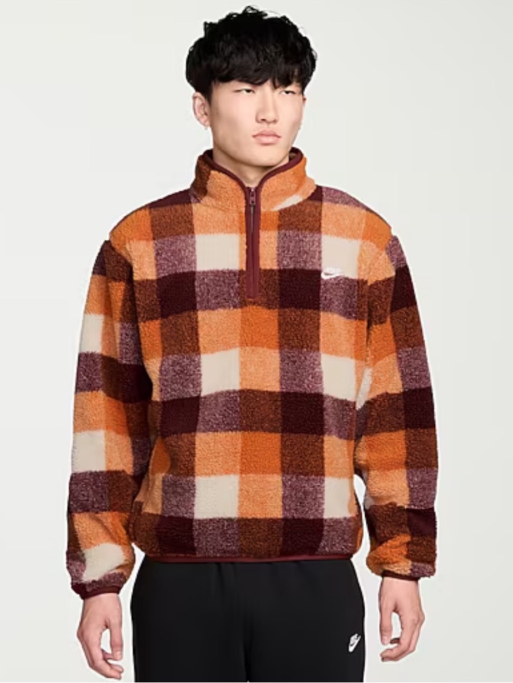 Nike Club
Men's Sherpa plaid Winterized
Half-Zip
- Dk Red Orange plaid